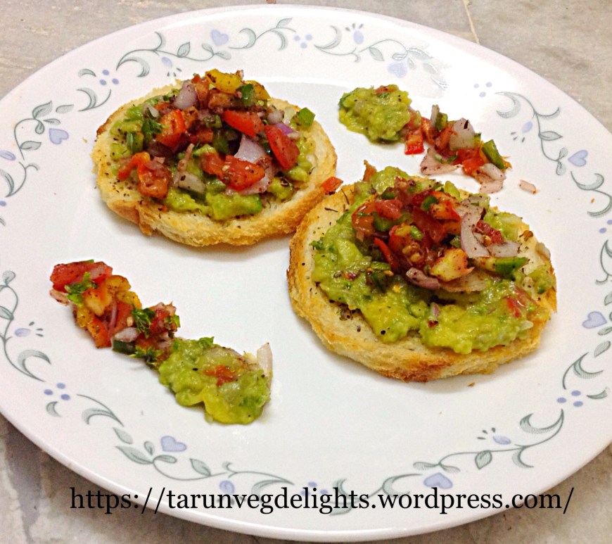 Garlic Bread Bruschetta with Salsa & Guacamole