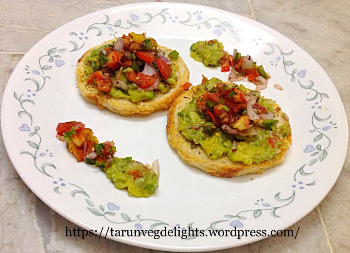 Garlic Bread Bruschetta with Salsa & Guacamole
