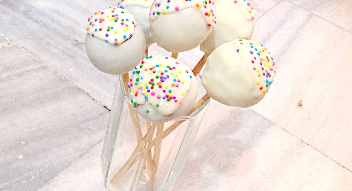 White Chocolate Coated Chocolate Cake Pops
